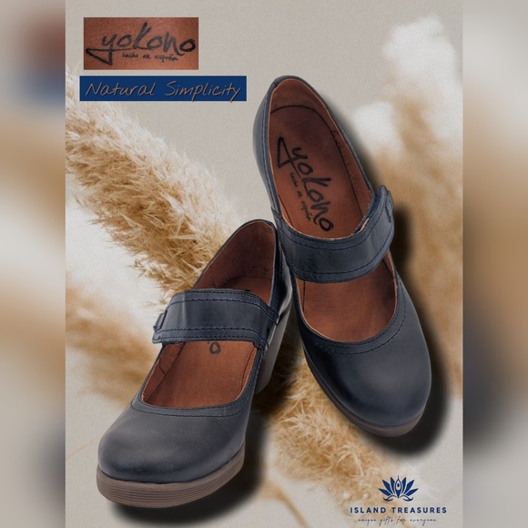 New Yokono Mary Jane Size US 7 /EU 37 Blue Genuine Spain  Leather Velcro Closure - Picture 1 of 16